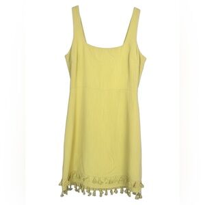 Lulu's feel the sunshine chartreuse linen tassel mini dress | M
